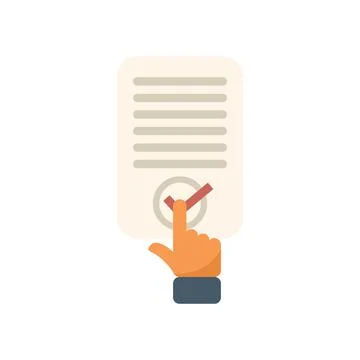 Businessman checking agreement contract document with finger click icon Stock Illustration