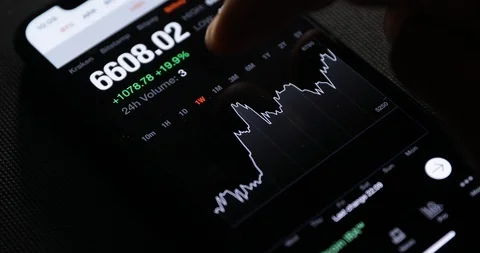 Businessman is checking Bitcoin price chart on digital exchange on mobile phone Stock Footage 126960471