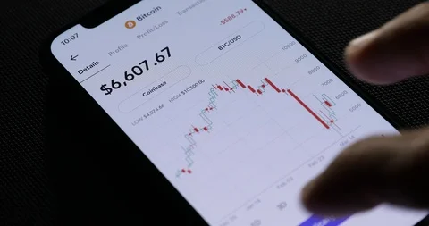 Businessman is checking Bitcoin price chart on digital exchange on mobile phone Stock Footage 126960531