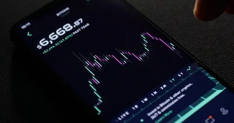Businessman is checking Bitcoin price chart on digital exchange on mobile phone Stock Footage 126960573