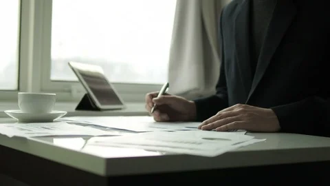 Businessman checking business document in the office Stock Footage 87246536