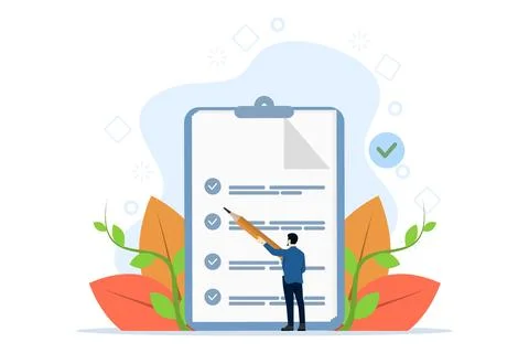 Businessman checking documents. Project tracking or goal tracker. Stock Illustration