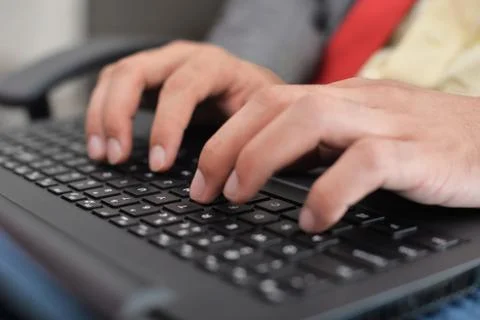 Businessman checking on keyboard Stock Photos