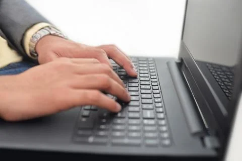 Businessman checking on keyboard Foto stock