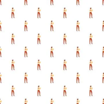 Businessman checking notes seamless repeat pattern background Stock Illustration