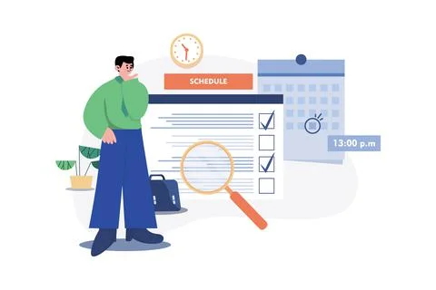 Businessman Checking The Schedule Illustration concept. A flat illustration i Illustrazione stock