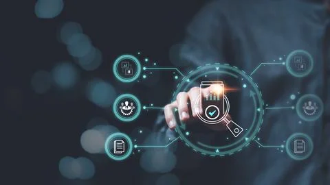 Businessman checking the steps through document with a list of checkboxes ,.. 스톡 사진