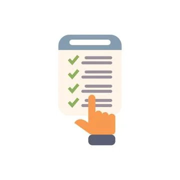 Businessman checking things off his checklist on clipboard Stock Illustration
