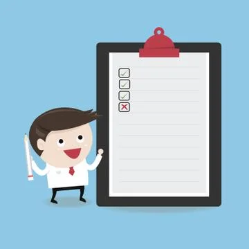 Businessman Checklist, flat design Stock Illustration