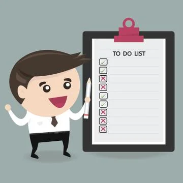 Businessman Checklist, flat design Illustrazione stock