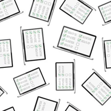 Businessman checklist with notebook seamless pattern background. Business fla Illustrazione stock