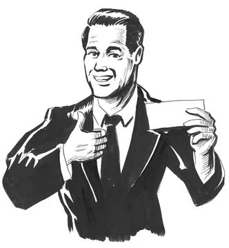 Businessman with a cheque Illustrazione stock