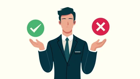 Businessman Choice between Right or Wrong Decision Concept animation. Profe.. Stock Footage 304774948