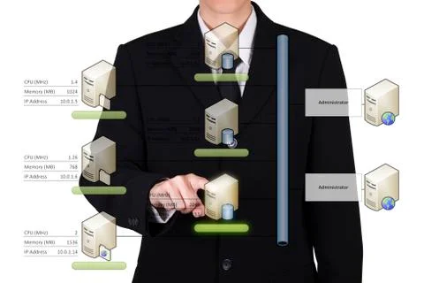 Businessman choose database Stock Photos