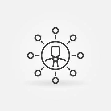 Businessman with Circles line vector Network concept icon Stock Illustration