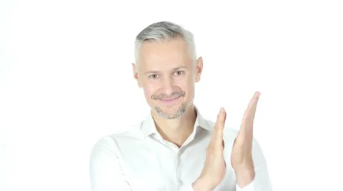 Businessman Clapping , Applauding On White background Stock Footage