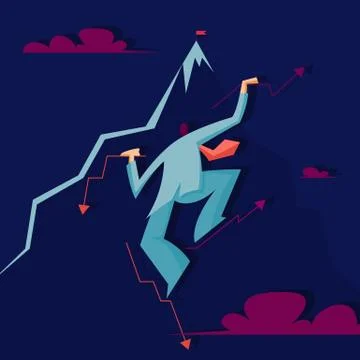 Businessman climb to the top of the mountain Stock Illustration