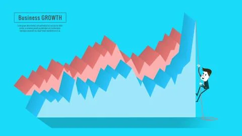 Businessman climbing high graph. Stock Illustration