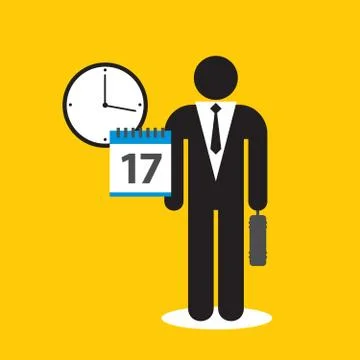 Businessman with clock and date Stock Illustration