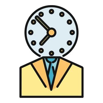 Businessman with clock head representing time management Stock Illustration