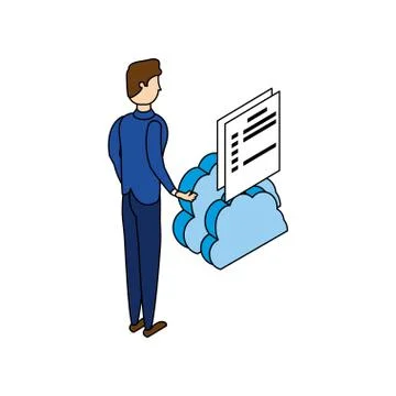 Businessman with cloud computing and documents Stock Illustration