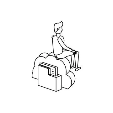 Businessman with cloud computing and folder Stockillustratie
