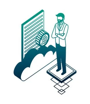 Businessman with cloud computing and set icons Stockillustratie