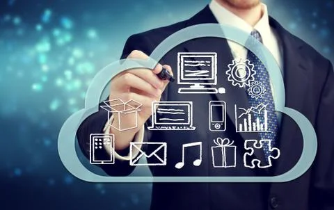Businessman with cloud computing concept 스톡 사진