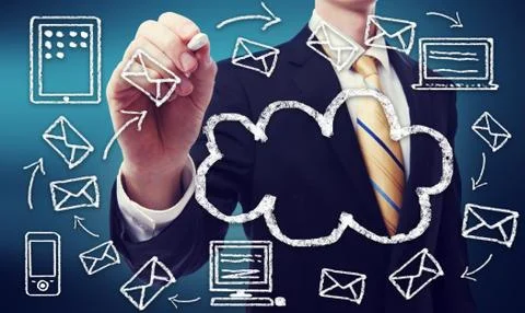 Businessman with cloud computing concept Stock Photos