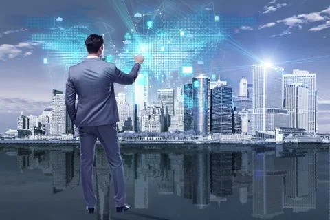Businessman in cloud computing concept 스톡 사진