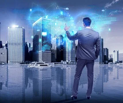 Businessman in cloud computing concept 写真素材