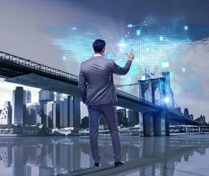 Businessman in cloud computing concept Foto stock