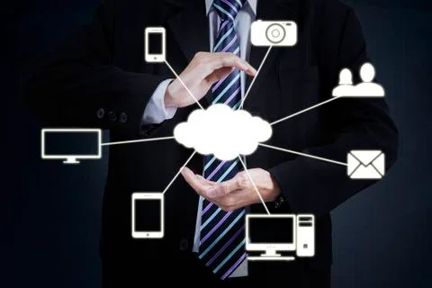 Businessman with Cloud Computing diagram Foto stock