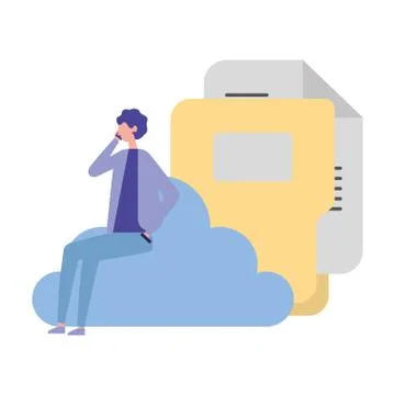 Businessman cloud computing folder file Stock Illustration