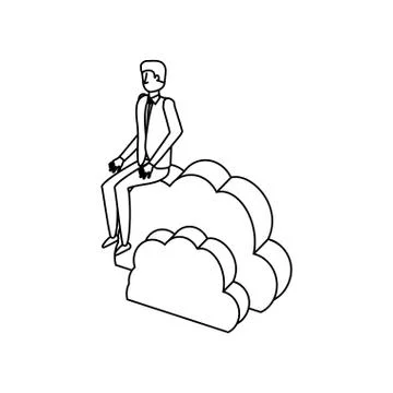 Businessman with cloud computing イラスト素材