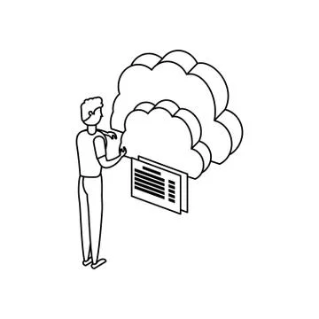 Businessman with cloud computing イラスト素材