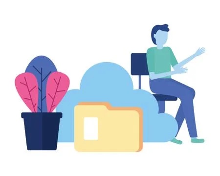 Businessman cloud storage folder Stock Illustration