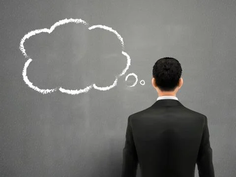 Businessman with cloud thought sketch 스톡 일러스트