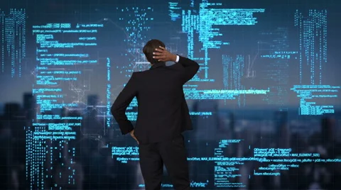 Businessman coding on tech interface Stock Footage 59725305