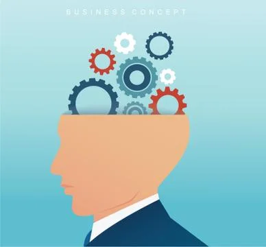 Businessman with cogs wheel in brain Stock Illustration