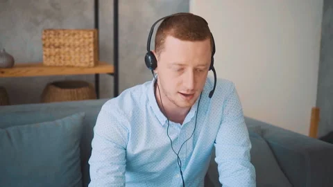 Businessman Communicates on the Headset Stock Footage 105931861