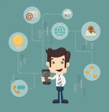 Businessman communication technology Stock Illustration