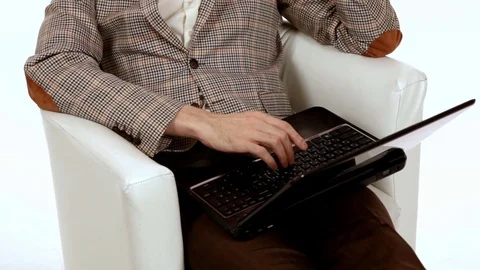 Businessman with computer chair Stock-Footage 72031530