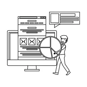 Businessman with computer desktop Stock Illustration