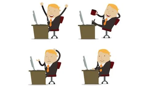 Businessman on computer Illustrazione stock