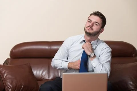 Businessman With Computer Stock Photos