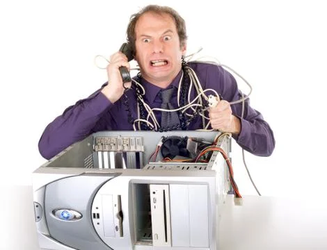 Businessman computer problems Stock Photos