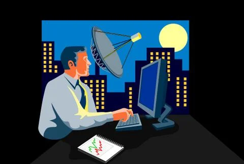 Businessman computer typing Stock Illustration