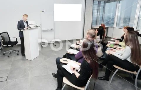 Businessman conducts training for the business team Stock Photos