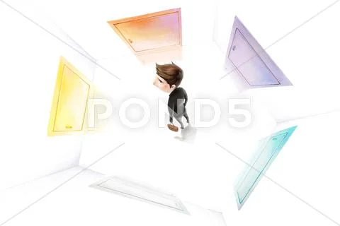 Businessman in confusion Stock Illustration